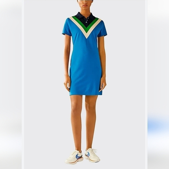 Tory Sport- Pique Chevron Polo Golf Dress Galleria Blue-Size XS - Picture 1 of 16